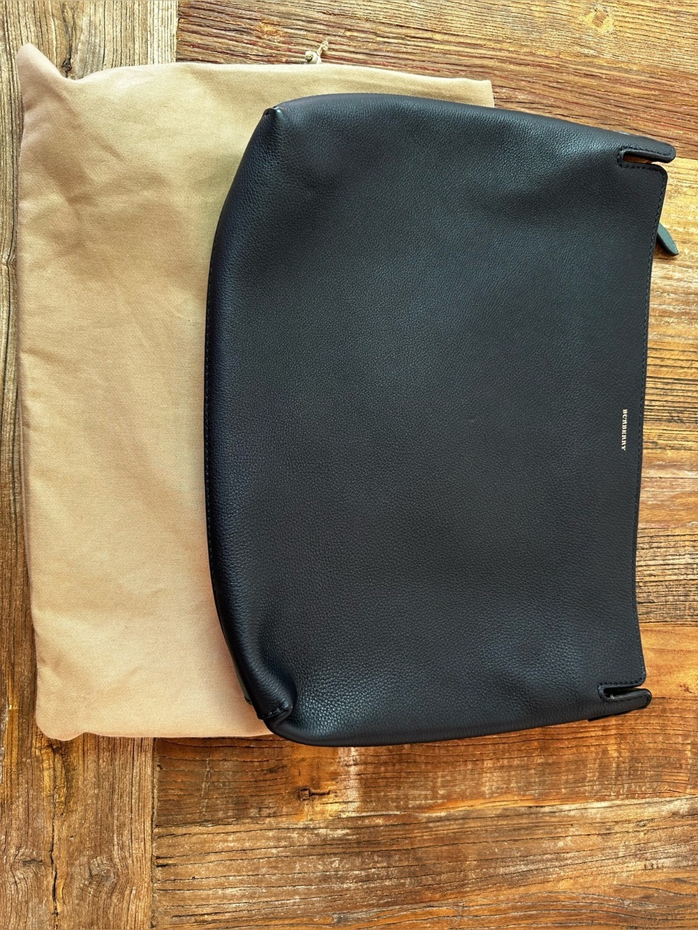 Burberry navy and green Leather Clutch